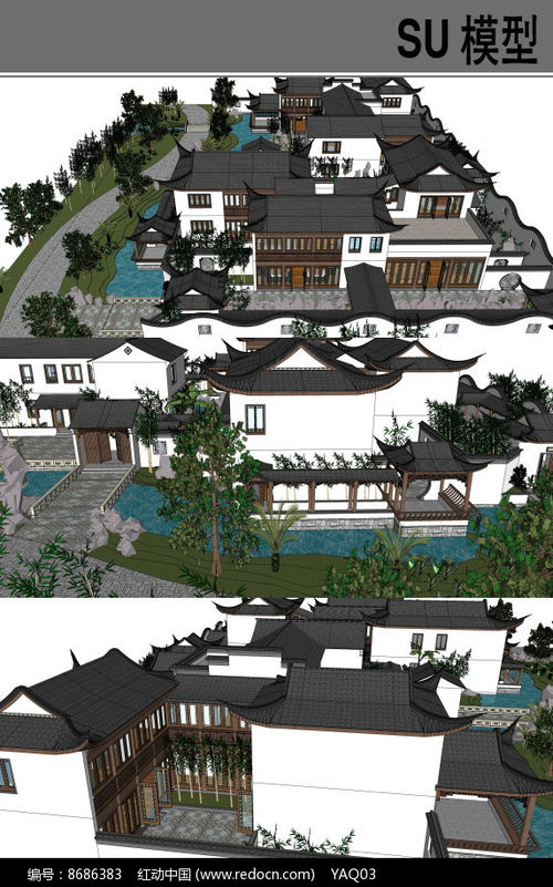 徽派古建園林院落SU模型