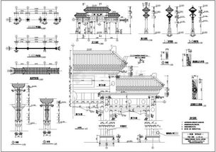 某地園林古建筑獅子樓牌坊施工詳圖