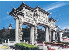 供應工程案例,園林古建工程,浮雕龍石牌坊,三門石牌坊
